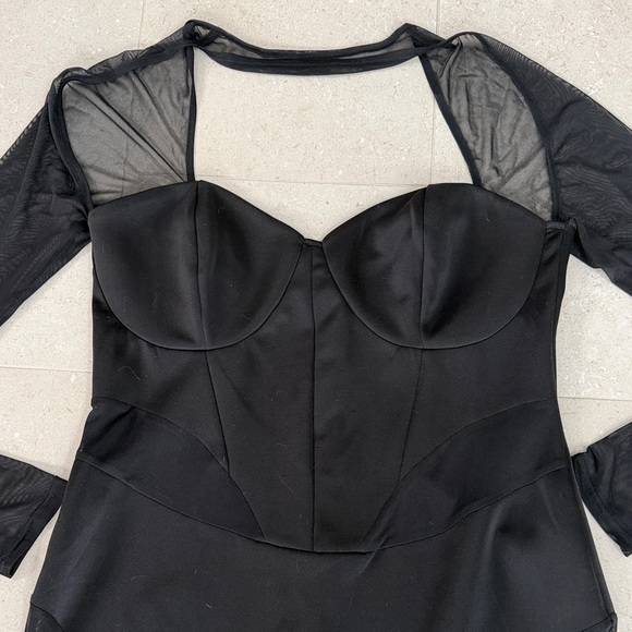 ASOS Black Long Sleeve Mesh Dress - Picture 3 of 3